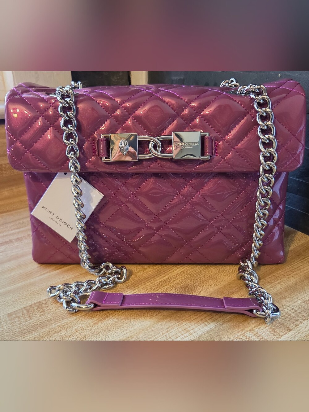 Kurt Geiger NWT Medium Sized Patent Shoulder Bag W/Dustbag